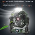 thumbnail image 4 of Lanterne de Camping LED Multifonctionnelle ABS Verte avec Ventilateur - Rotation 270°, 3 Réglages de Luminosité et de Vitesse, Batteries 2*2600mAh, Charge Type-C, Autonomie 6-25h pour Usage Intérieur Extérieur, 4 of 6
