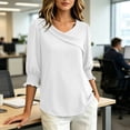 thumbnail image 5 of Cilsoka 3/4 Length Sleeve Womens Tops Asymmetric Square Neck Dressy Casual Blouses Business Work Shirts with Smocked Cuffs, 5 of 6