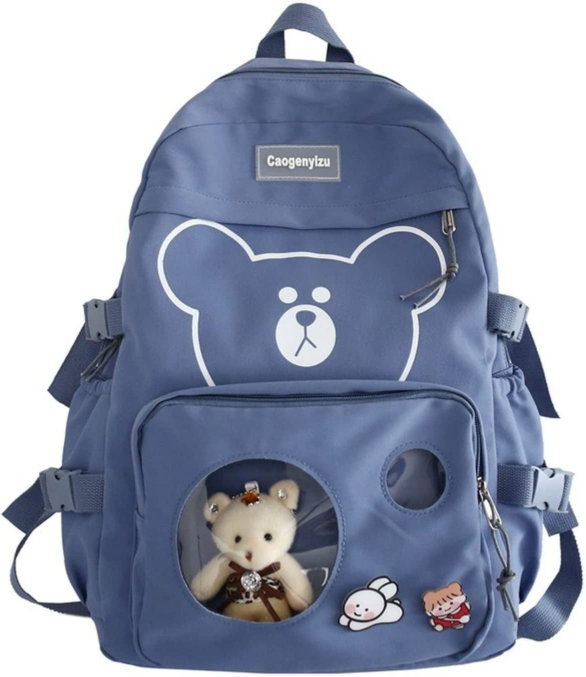 Kawaii Preppy Bear Backpack with Pins - Student Cute Back To School ...