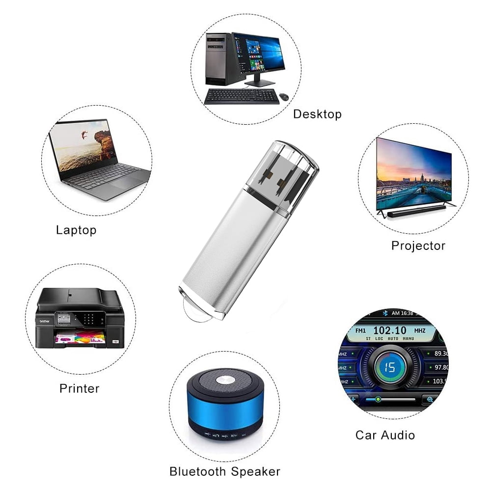 KOOTION 10 Pack 4GB USB Flash Drive Memory Stick Fold Storage Thumb Pen Drive Swivel in Silver