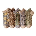 thumbnail image 2 of Virmaxy Womens Floral Cotton Socks, 5 Pairs Vintage Embroidered Floral Socks, Warm Vintage Floral Socks for Winter Vintage Court Embossed Socks Girls Middle Tube, 2 of 8