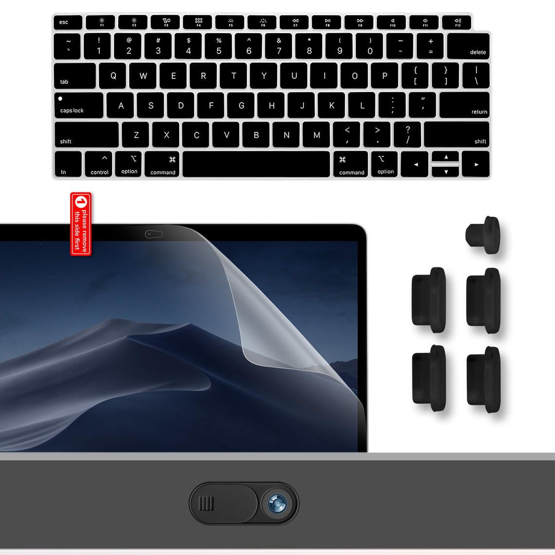 New MacBook Air Inch 2020 2019 2018 Accessories Kit A2337 w/ M1 A2179 Webcam Cover, Anti Dust Plugs, Keyboard Cover, Screen Protector 4 in 1 - Walmart.com