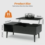 edx Wooden Lift Top Coffee Table with Hidden Compartments and Adjustable Shelves - Ideal for Small Homes, Apartments, Reception Rooms, Black Grain