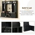 thumbnail image 6 of EUROCO 86.2×78.7" Wider Entryway Hall Tree with Storage, Practical Coat Rack, Multi-functional Entryway Bench  with 10 Metal Hooks,  Shoe Cubbies, Free-Combined cabinet for Hallway, Black, 6 of 8