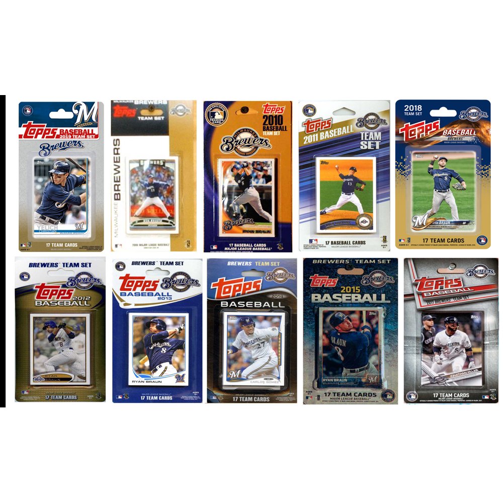 MLB Milwaukee Brewers 10 Different Licensed Trading Card Team Sets