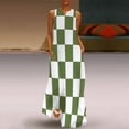 thumbnail image 2 of Green White Check Checkered Long Dress Dress for Women Women's Luxury Party Dress, 2 of 8