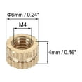 thumbnail image 2 of Knurled Insert Nuts, M4 x 4mm(L) x 6mm(OD) Female Thread Brass Embedment Assortment Kit 100 Pcs, 2 of 3