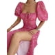 thumbnail image 4 of VISgogo Vestido de manga corta para mujer con estampado floral, correa de cuello cuadrado, versión dividida, ropa de verano VISgogo  moda, 4 of 5