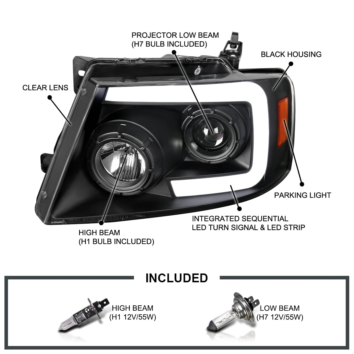 Spec-D Tuning Sequential LED Light Bar Signal Black Housing