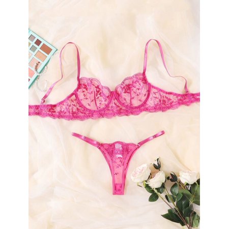 Hot Pink Lingerie Set See Through