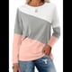 thumbnail image 1 of Blusas de Bloque de Color para Mujer, Estilo Túnica Informal de Larga con Cuello Redondo, Tipo Jersey. Rosa S, 1 of 8