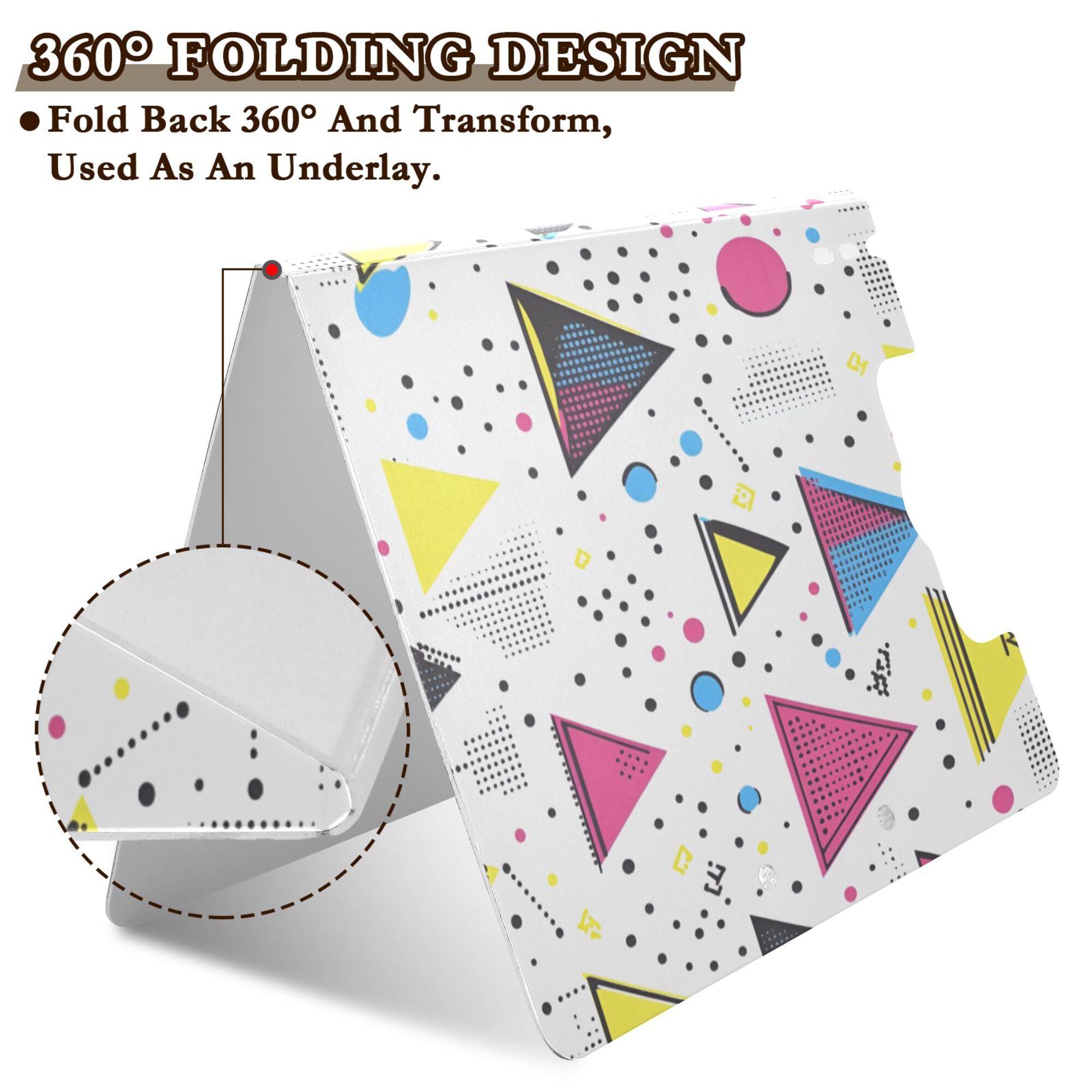 FORMRS A4 Clipboard Folder with Pen Holder Horizontal Foldable School Office Binder, Pink Simple Shapes