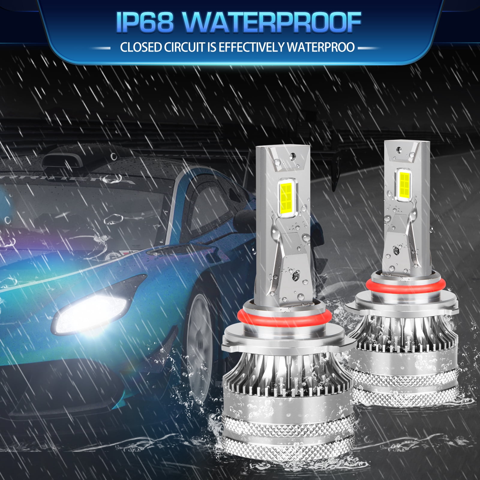 Fits 2011-2012 Chrysler 200 LED Headlight Bulbs 9012 High/Low Beam Light 6500K 2pcs
