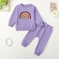 thumbnail image 3 of GYRATEDREAM Toddler Baby Girl Clothes Rainbow Embroidery Crewneck Pullover Sweatshirt Top and Pants Set 2Pcs Fall Winter Outfits 0-3T, 3 of 10