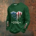 thumbnail image 2 of FINALGANG Mens 250 Years Fighter Jets Heart American Flag Print T Shirt Long Sleeve Waffle Knit Crewneck Tee For Independence Day Wear Dark Green L, 2 of 3