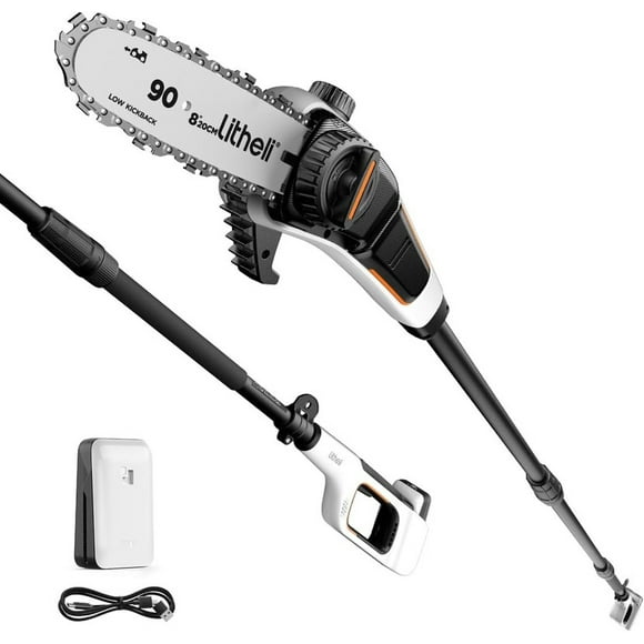 Litheli U20 Pole Saw for Tree Trimming, 8'' Electric Cordless Pole Saws, Battery Tree Trimmer 27.5ft/s Cutting Speed with 2.5Ah Battery for Branch Cutting, Trimming, Pruning