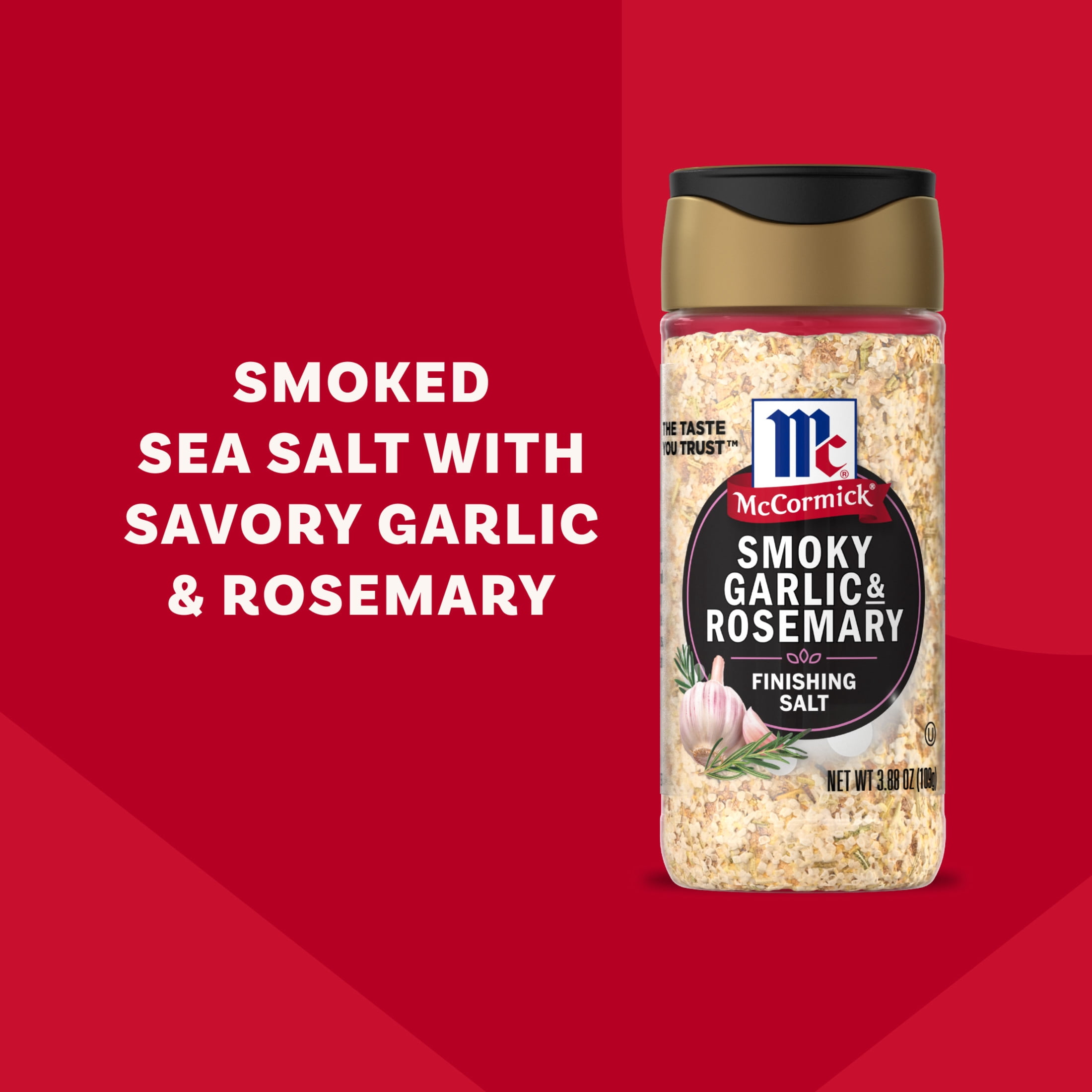 (3 pack) McCormick Kosher Smoky Garlic and Rosemary Finishing Salt, 3.88 oz Bottle