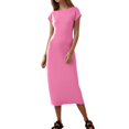 thumbnail image 2 of Women's 2024 Summer Short Sleeve Tshirt Dress Casual Crew Neck Beach Long Maxi Dresses, 2 of 6
