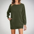thumbnail image 2 of hotojiny Dresses for Women Fall Long Sleeve Casual Tops Mini Dresses Crew Neck Loose Tunic Dresses with Pockets, 2 of 6