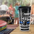 thumbnail image 6 of First Dawn Double Wall Insulated Unbreakable Plastic Travel Tumbler with Lid Holds 16 Fluid Ounces BPA Free Microwave Safe Dishwasher Safe Set of 2 Blue Line Design, 6 of 7