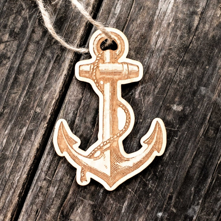 Ornament - Anchor - Raw Wood 3x4in Ornament - Anchor - Raw Wood 3x4in