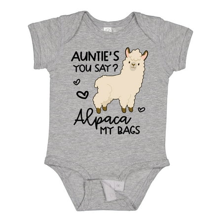 

Inktastic Auntie s You Say Alpaca My Bags Gift Baby Boy or Baby Girl Bodysuit