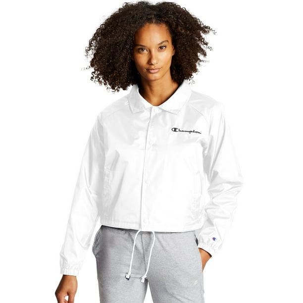 tapijt zoogdier Vestiging Women's Champion Cropped Coaches Jacket, Color Pop Logo White XL -  Walmart.com