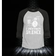 thumbnail image 2 of Shop4Ever Men's I Destroy Silence Drums Drummer  Raglan Baseball Shirt XXX-Large Heather Grey/Black, 2 of 4