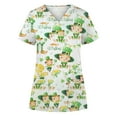 thumbnail image 1 of Frostluinai Printing Working Uniform Nursing Uniform For Womens Scrubs Tops Color Casual Working Uniform With Pocket V-Neck Work Utility&Safety Tops Nursing Worker Protective Clothing Top, 1 of 3