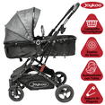 thumbnail image 2 of Carriola para Bebé con Portabebé Travel System Reversible Convertible a Bambineto Ruedas de Goma con Freno Plegable Cinturón de 5 Puntos - Gris, 2 of 8