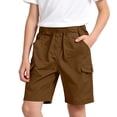 thumbnail image 6 of Tdoqot Boys Cotton Cargo Shorts- Casual Elastic Waist Summer Baggy Kids Camping Shorts Brown Size 12, 6 of 8