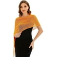 thumbnail image 3 of KUNINDOME Sparkling Metallic Shawls and Wraps with Buckle,Women Shawls and Wraps for Evening Dresses, Classic Orange, 3 of 5
