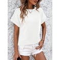thumbnail image 2 of SHIBEVER Women Blouses Casual Summer Tops Fashion Crew Neck Short Sleeve Dressy White T Shirts for Women Size M, 2 of 5