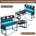 thumbnail image 3 of Reversible Computer Desk with LED Strips&Power Outlets, L-Shaped Office Desk with Storage Shelf/Pegboard for Bedroom, Writing Desk for Home Study, Black, 3 of 9