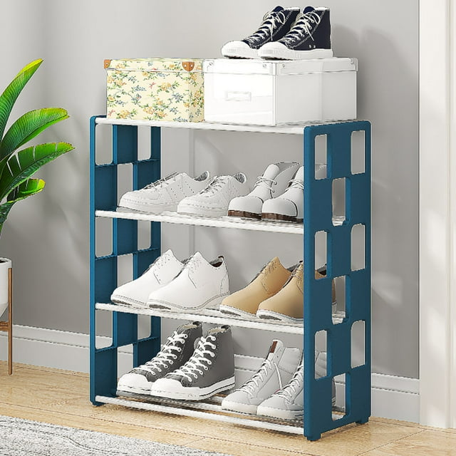 QTOCIO Shoe Rack Shoe Rack Storage Organizer with 4 Tiers Metal Shelves for Bedroom Closet Entry Dorm Room