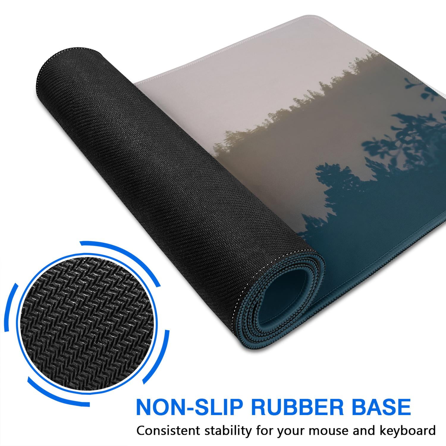 Elevate Your Work or Play - Large Forest Pattern Mouse Pad, Extended, Thin, Non-Slip Rubber Base, Stitched Edges - Perfect for Gamers & Professionals (31.5 x 11.8inches)