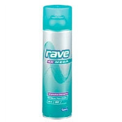 Rave 4X Mega Aerosol Hair Spray, Unscented - 11 Oz, 6 Pack