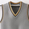 thumbnail image 3 of SERTGUTR Boys V Neck Sweater Vest, Striped Ribbed Trim Sleeveless Knit Pullover, School Uniform Classic Fit, Everyday Layering Top, 3 of 7
