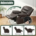 thumbnail image 5 of TrumanPick Manual Recliner Rocker Chair, Leather Glider Rocker Recliner Living Room Theater Reclining Chairs for Adults Small Spaces, Brown, 5 of 9