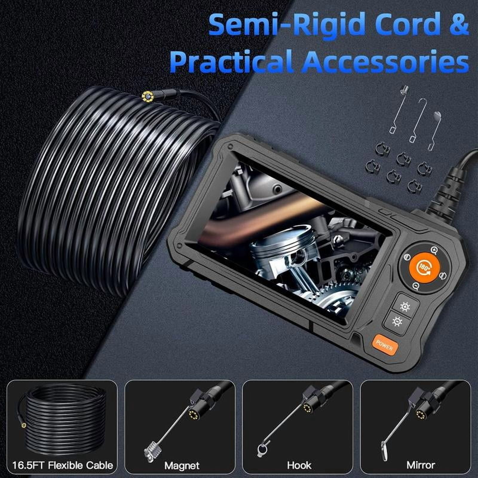 Endoscope Camera with Light - 4.3" LCD Screen Inspection Cameras,IP67 Waterproof Borescope with 8 Adjustable LED Lights,HD 1080P Endoscope Camera 16.5ft Semi-Rigid Cord