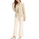 thumbnail image 2 of Blazer de lino INSPIRE CHIC para mujer, chaquetas de traje de un botón con solapa en pico, XL, beige, 2 of 6