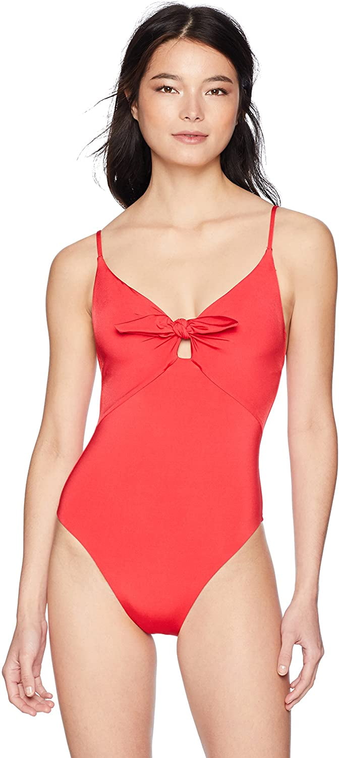 red high leg one piece swimsuit