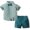 X-929 Green, variant on 3-8Years Boys' Fashion Pineapple Printed Shirt Shorts Belt Short Sleeve Collar Set