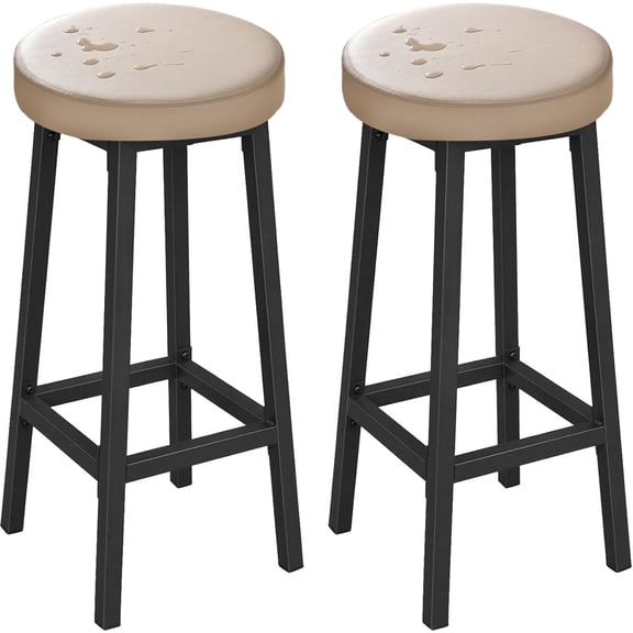 Bar Stools Chair Seat Cover Round Set of 2/4 Waterproof PU Leather with Elastic Bands, Stool Chair Covers Washable Stool Cushion Slipcovers(#7,Set of 2)