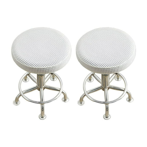 AUQ 2Pcs Chair Seat Covers,Skin-Friendly Seat Covers for Dining Room Chairs,Round Stool Chair Seat Covers,White