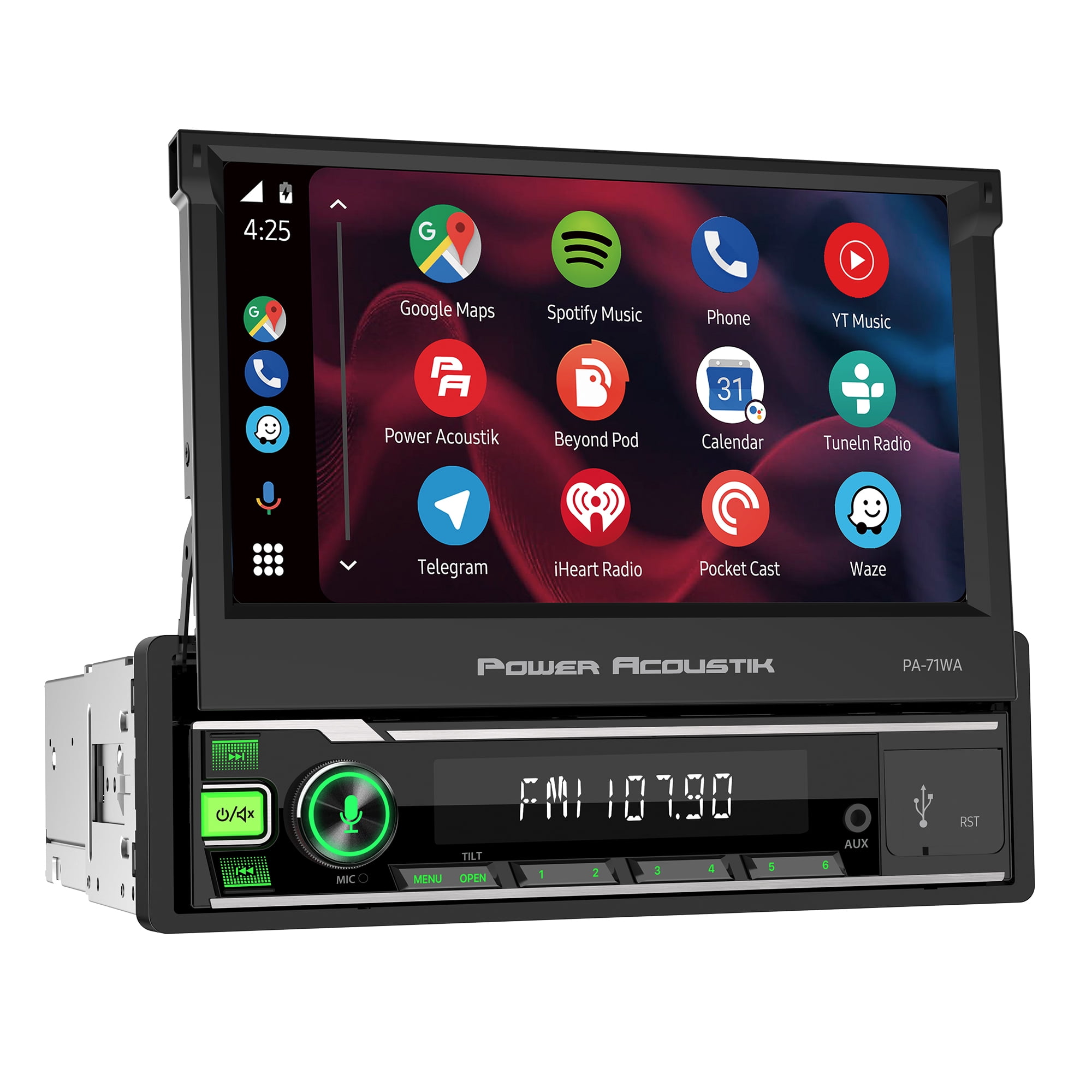 Power Acoustik PA71WA Single DIN Car Stereo7 Touchscreen,