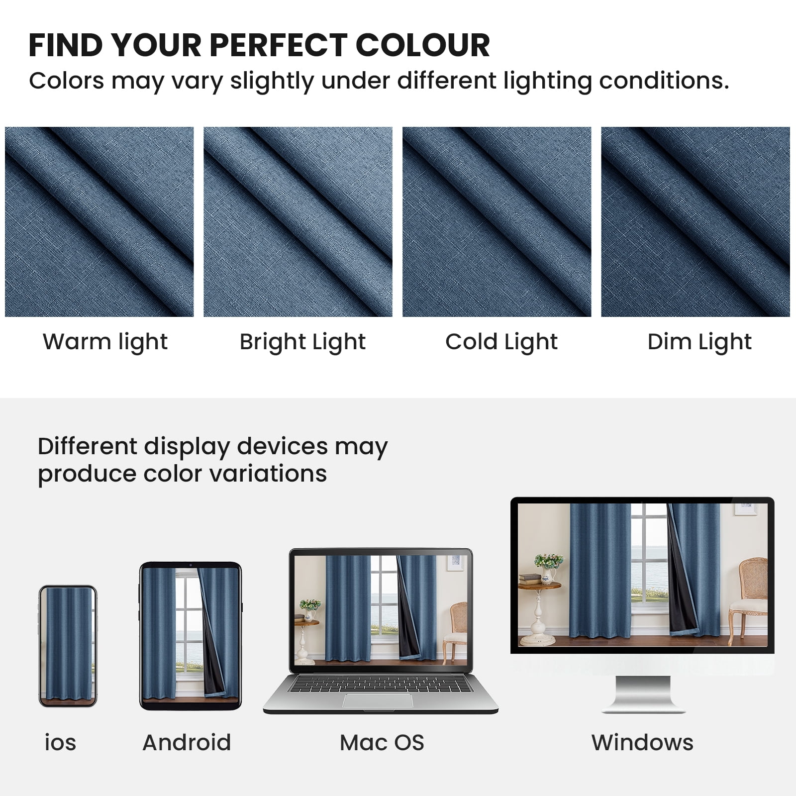 JIATER Blackout Curtains Set of 2 Panels for Bedroom Living Room 52 x 84 in,Thermal Insulated Room Darkening Blackout Curtains with Grommet,Blue