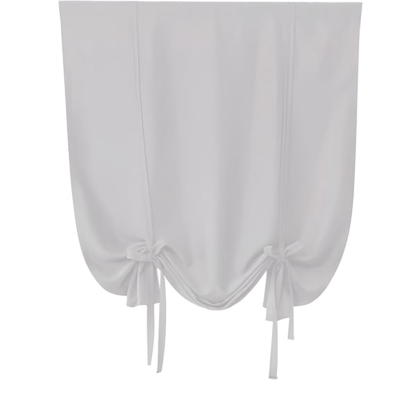 AUQ 2026 New Double Layer Linen Blackout Tie Up Curtains Thermal Insulated Fully Lined Balloon Roman Shade Bathroom Window Adjustable Rod Pocket for Small Window Beige