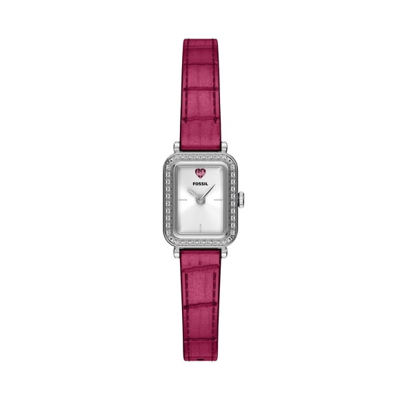 Reloj Fossil Raquel ES5466 Esfera Plateada Correa de Cuero Rosa
