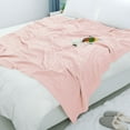thumbnail image 3 of Cotton Blanket Soft Warm Cable Knit Throw Home Bedding Blanket Pale Pink 50"x60", 3 of 8